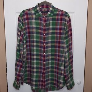 Polo Ralph Lauren Linen Plaid‎ Long Sleeve Shirt